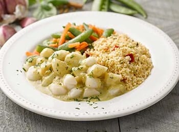 Scallops with Chili Garlic Sauce and Couscous
