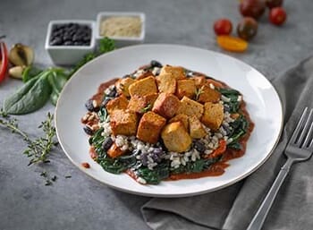 Roasted Tofu with Charred Red Pepper Sauce